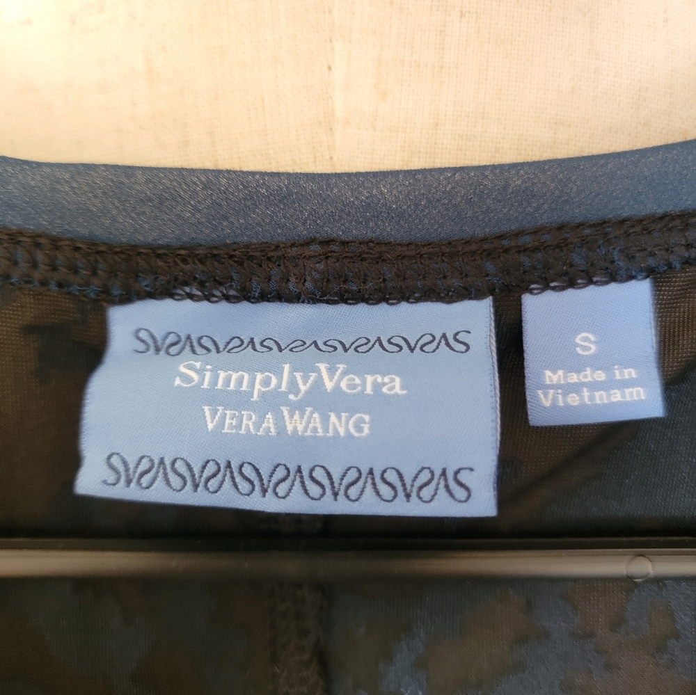 NWOT Simply Vera Vera Wang S Velvet Black to blue Long Sleeve Blouse - Picture 12 of 15